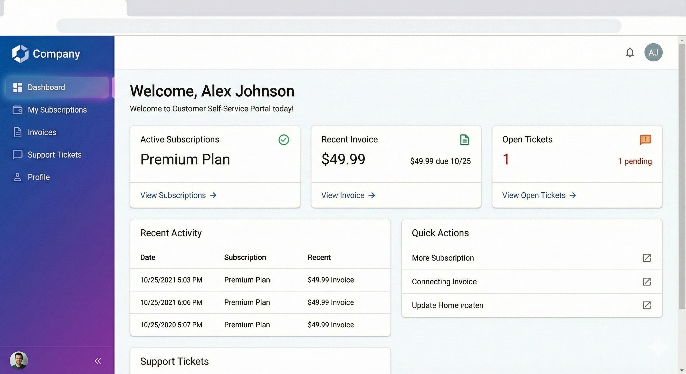 Customer Self‑Service Portal (Angular)