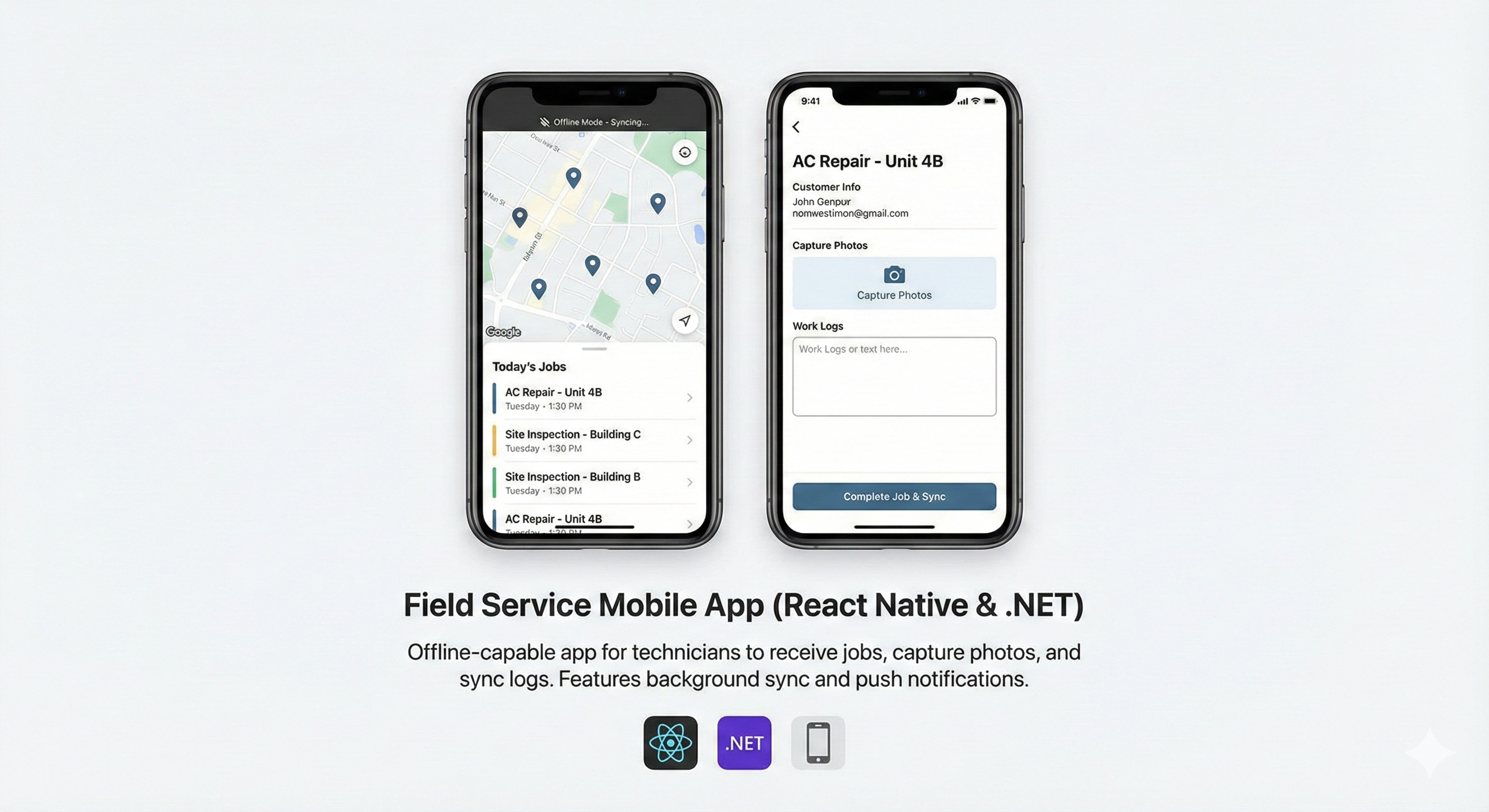Field Service Mobile App (React Native & .NET)